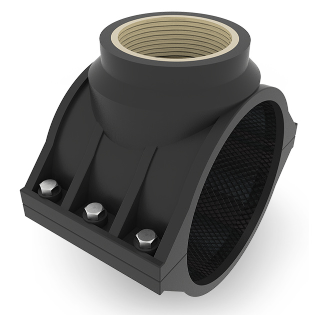 ABRAZADERA DE GRAN CAUDAL CON INSERTO DE BRONCE 90 x 3"